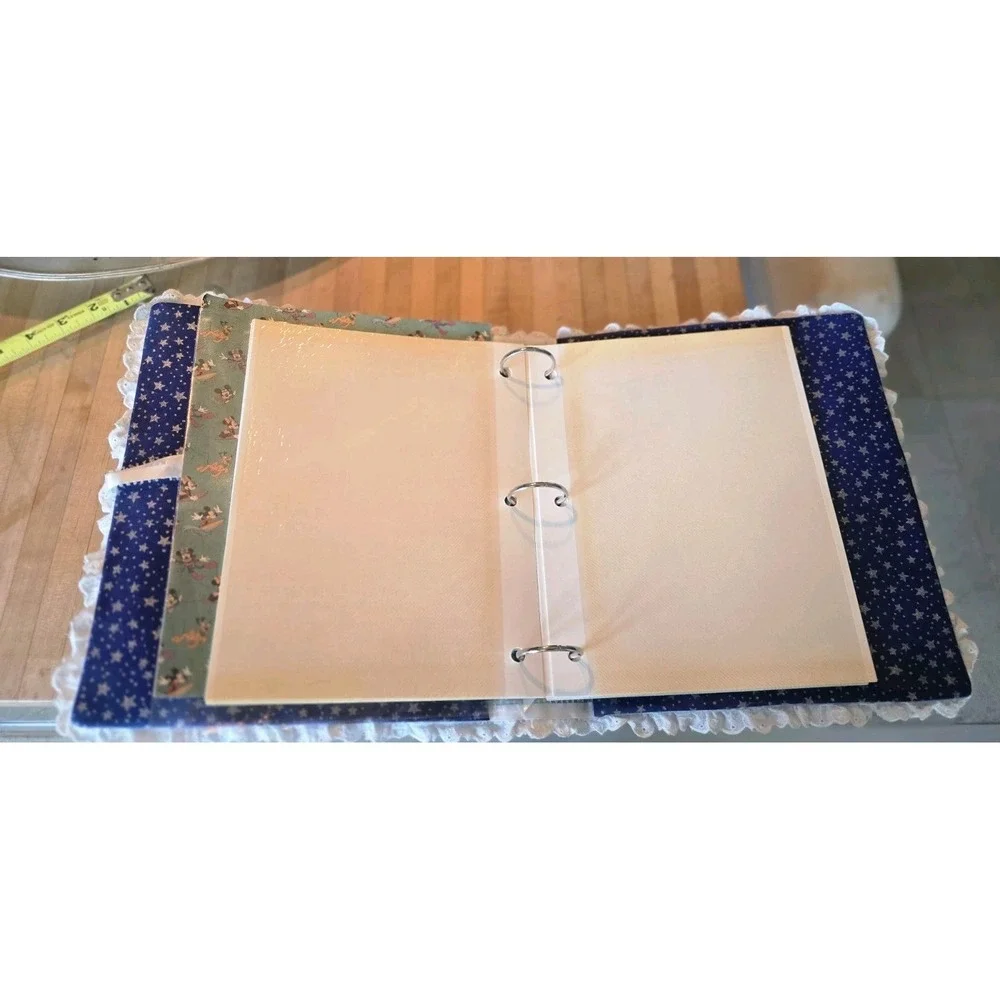 Disney Mickey Mouse & Friends Handmade Cottagecore Blue Fabric Photo Album‎ Lace